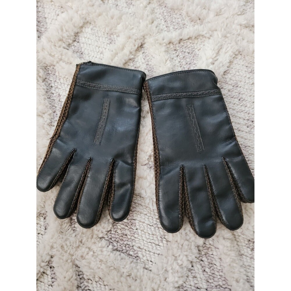 Vintage Avon Men's Black Vinyl Everyday Gloves Cotton Lining Sz L